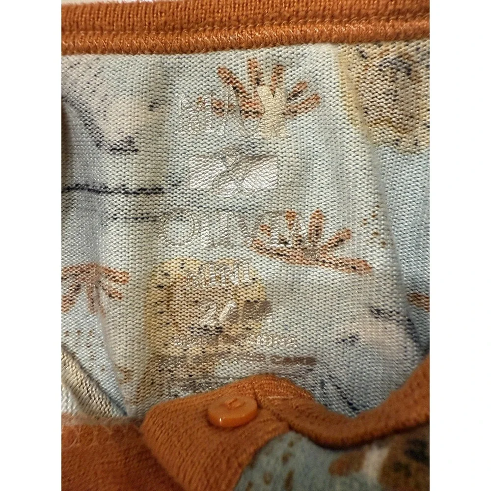 Old Navy Shirt Toddler 18-24 Months Blue Waffle Henley Safari Animal Print‎